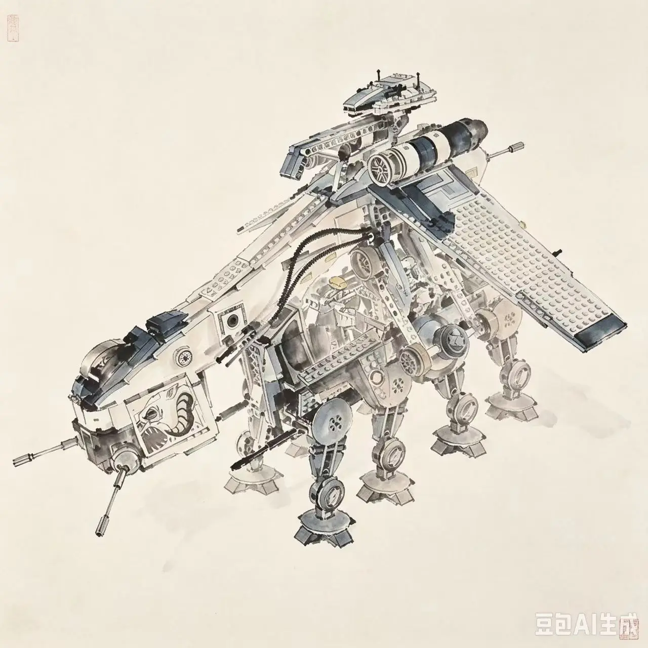 UCS aircraft moc battle ship aerobat building block AT-OT model Modularize Design Star Educational Toy Gift 1758pcs 05053