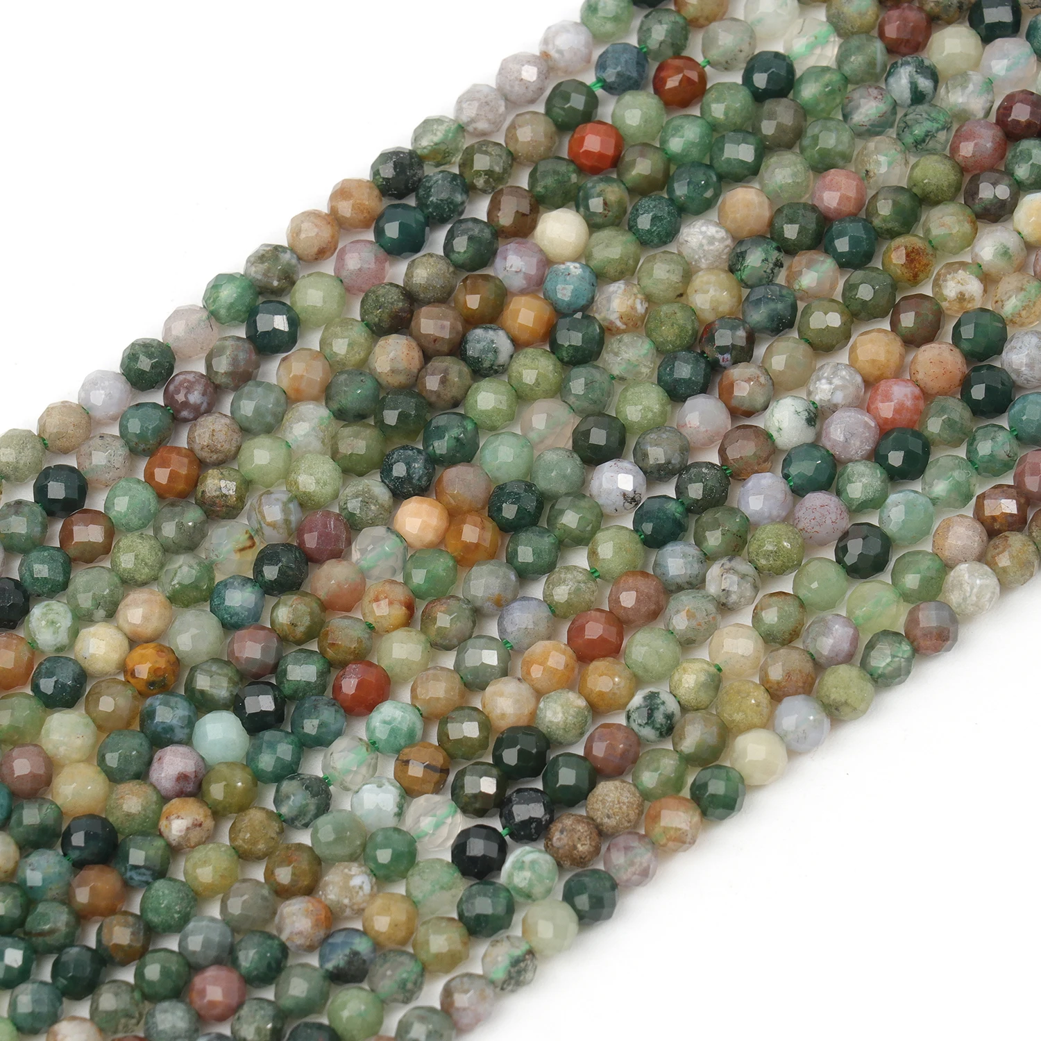 Großhandel Facettierte 2 3 4mm Naturstein Grüne Indische Achatperlen Runde Kleine Lose Perlen für Schmuckherstellung DIY Armband Halskette – Detail 2