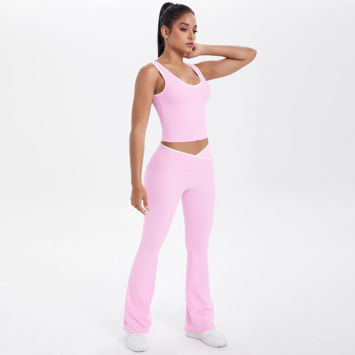 

Yoga Suit for Woman Backless Slim Casual Yoga Vest Push Up High Waisted Outdoor Running Yoga Sport Leggings Pants and Vest Set