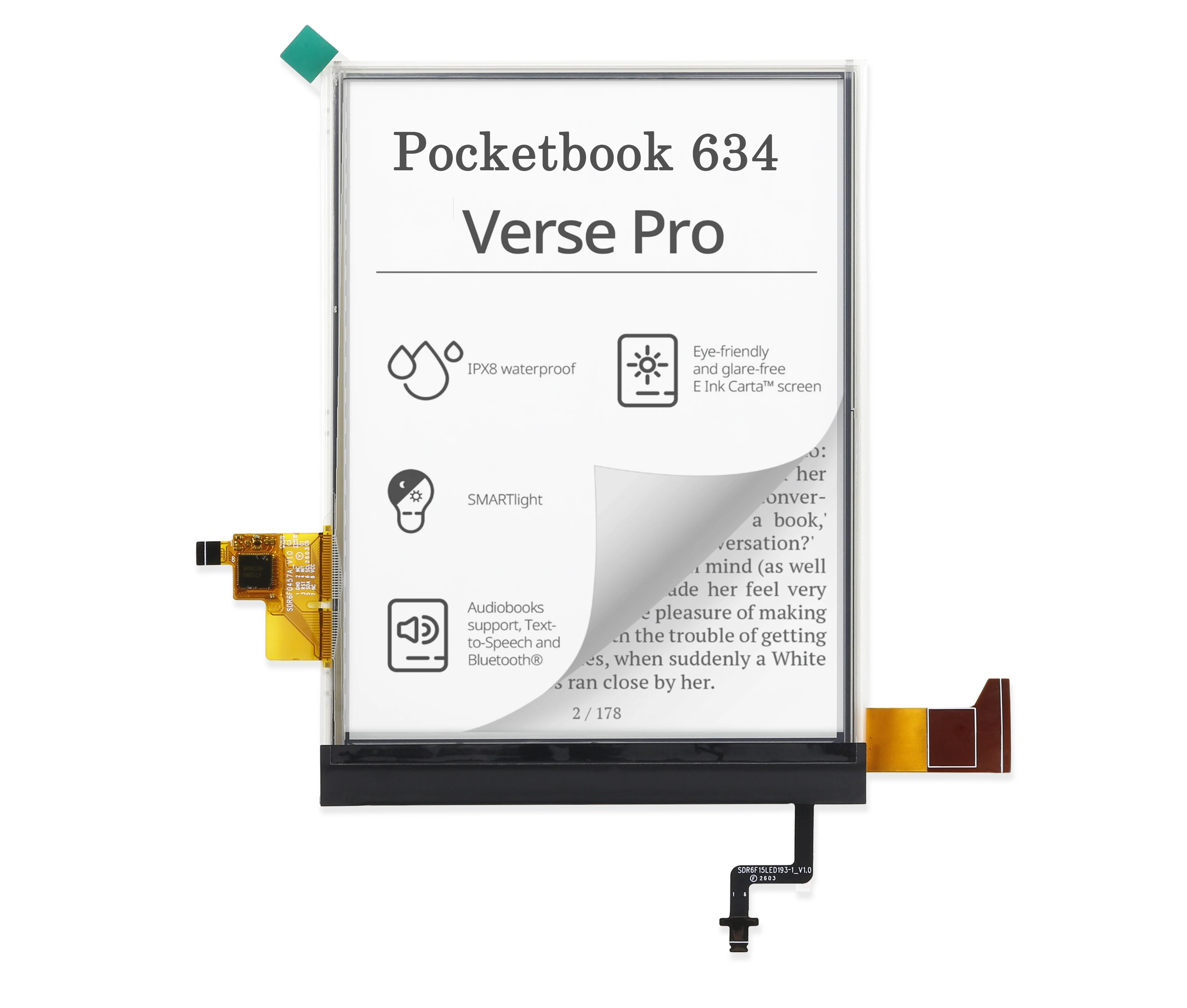 New 6'' inch ED060KC6 1440X1072 E-ink Display  For PocketBook 634 Verse Pro Screen（Not a color version）