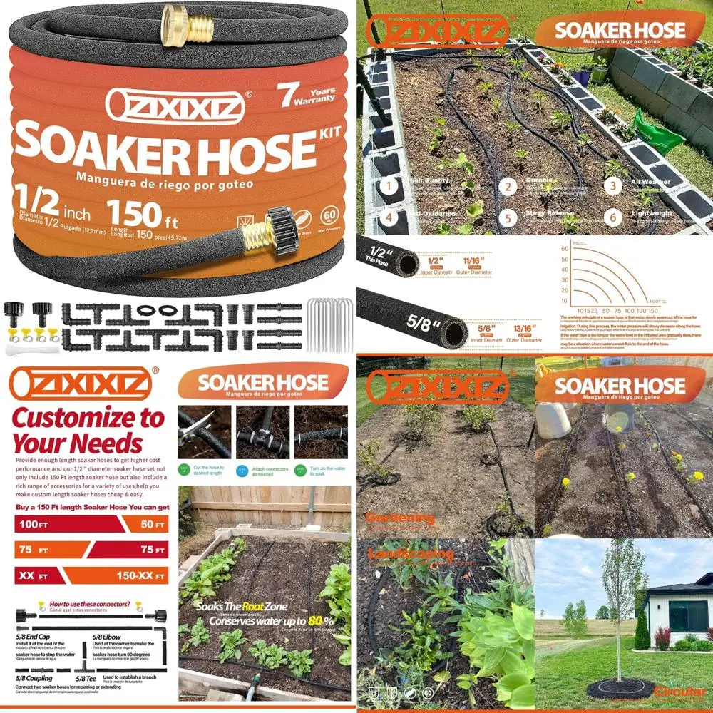 

Сверхмощный шланг-забивца 1/2 дюйма, длина 150 футов, с латунными соединителями 3/4 дюйма — герметичная система полива сада для садов и L