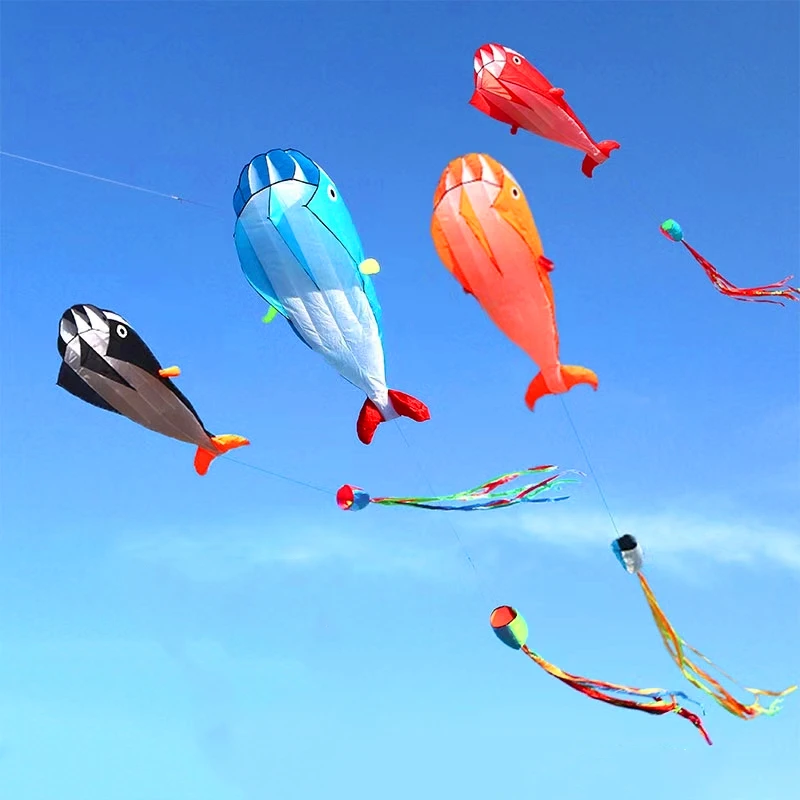Dolphin kite flying nylon soft kite line animal kites inflatable kite reel outdoor toys Kite surfing beach kites sport parachute