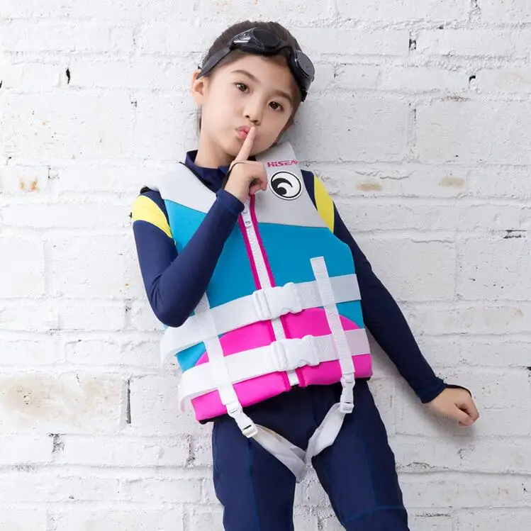 Hisea-chaleco salvavidas de neopreno flotante para niños, chaqueta salvavidas para estudiantes de natación, abrigo de cintura de agua para jóvenes