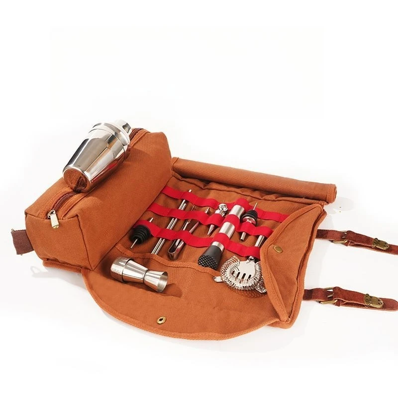 New Bartending Kit Home Portable Canvas Kit Shoulder Bartender Tool Storage Bag