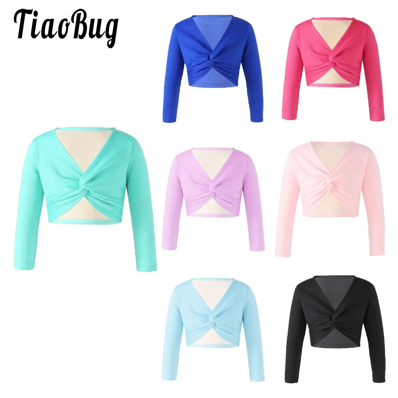 

Big Girls Ballet Dance Fleece Cardigan Wrap Tops Classic Long Sleeve Gymnastics Dancing Pullover Shirts Top for 5Y-16Y