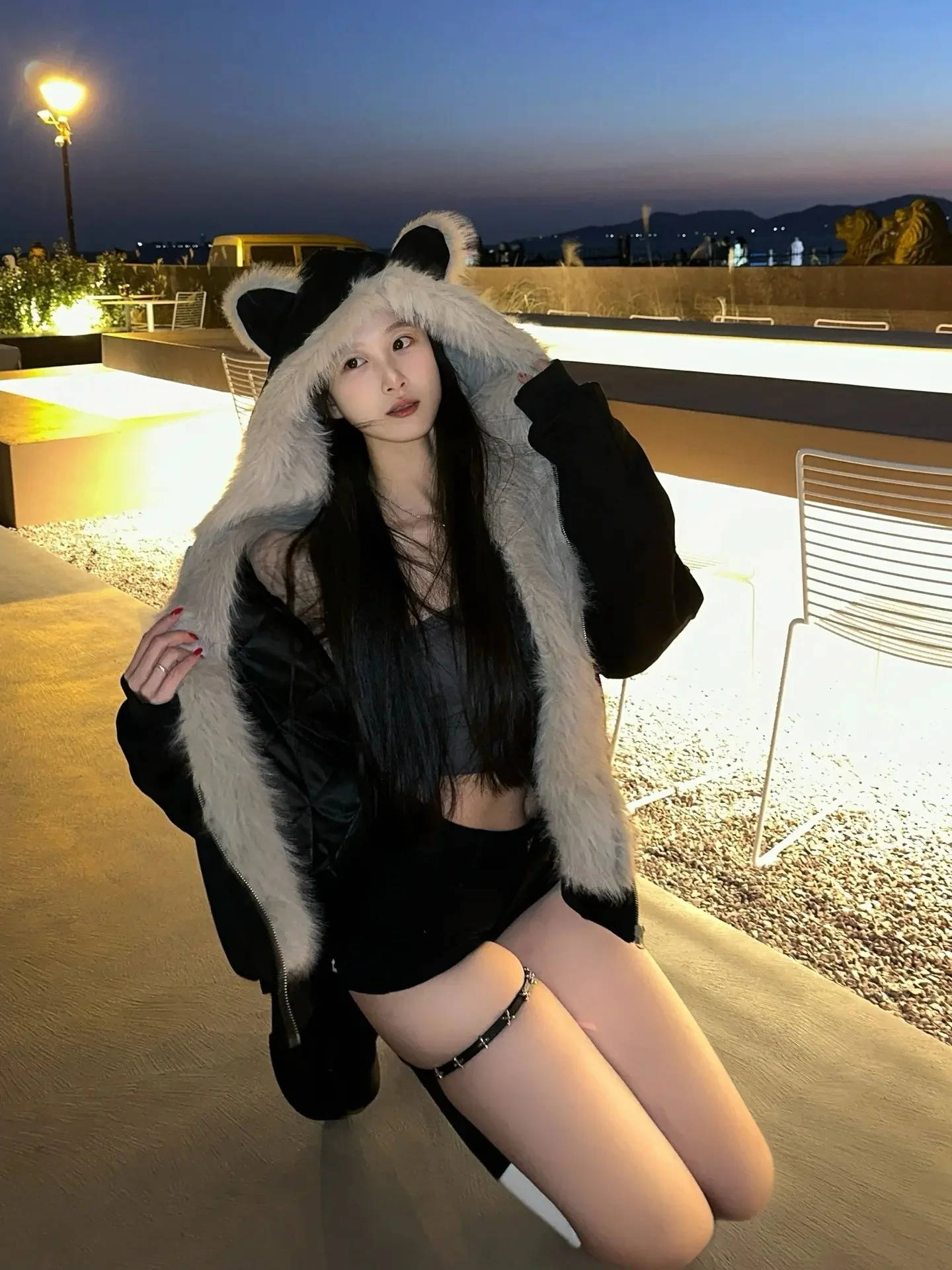 

Cute Ear down Jaet Men's American Sle Fur Collar Fce Lined Cotton Coat Winter Couple's Cotton Clothes Cold Weather