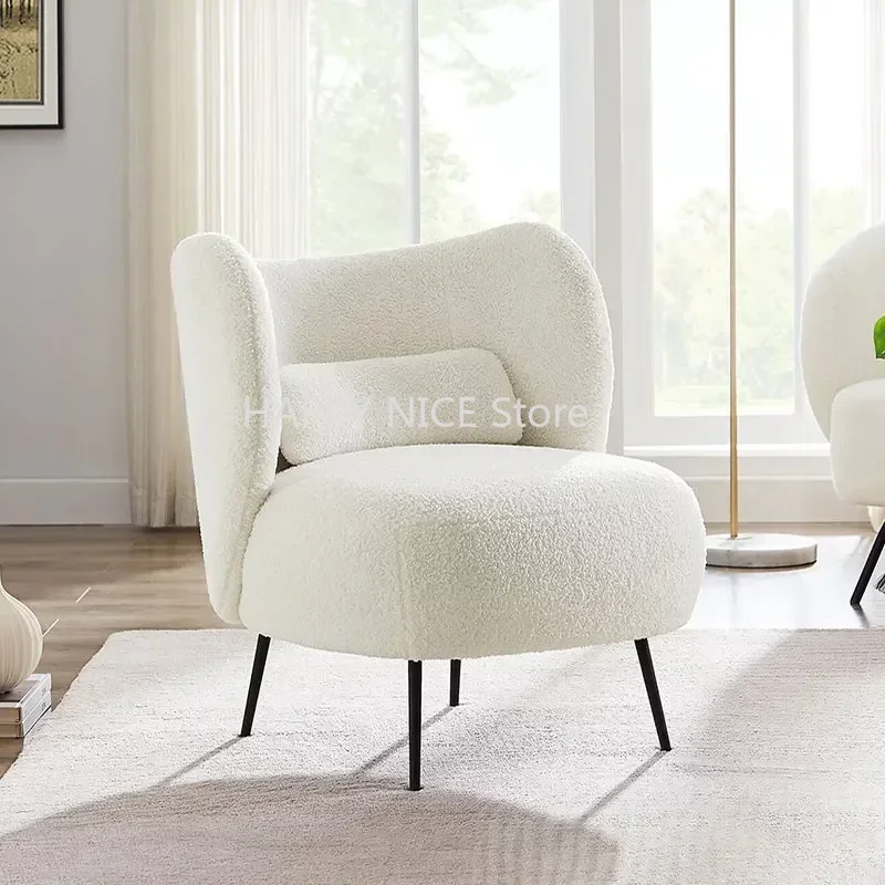 INS Lamb Wool Single Sofa Lounge Living Room Chair Ergonomic Modern Relax Armchair Salon Luxury Waiting Reception Chair LQQ30YH