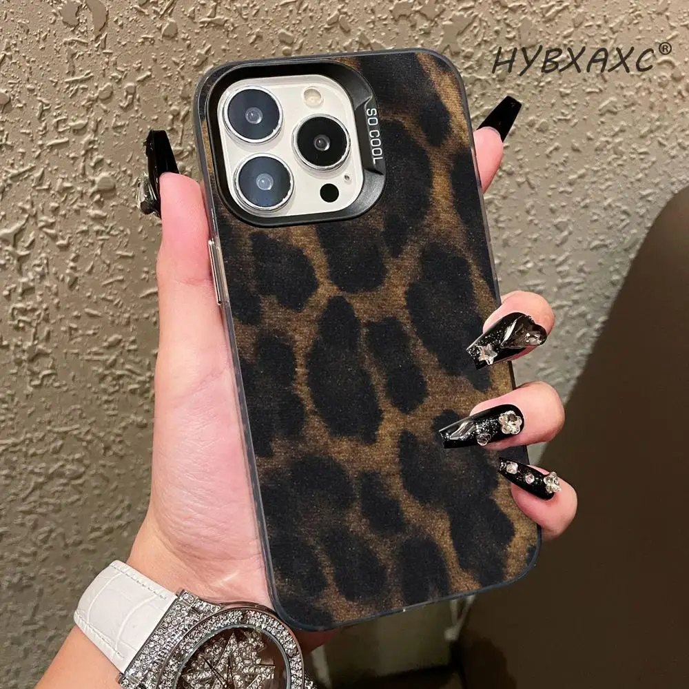 

New Popular Black Brown Leopard Print Matte Phone Case For iPhone 11 12 13 14 15 16 17 Pro Max 17 Air 14 Plus X XR XS 16E Cover
