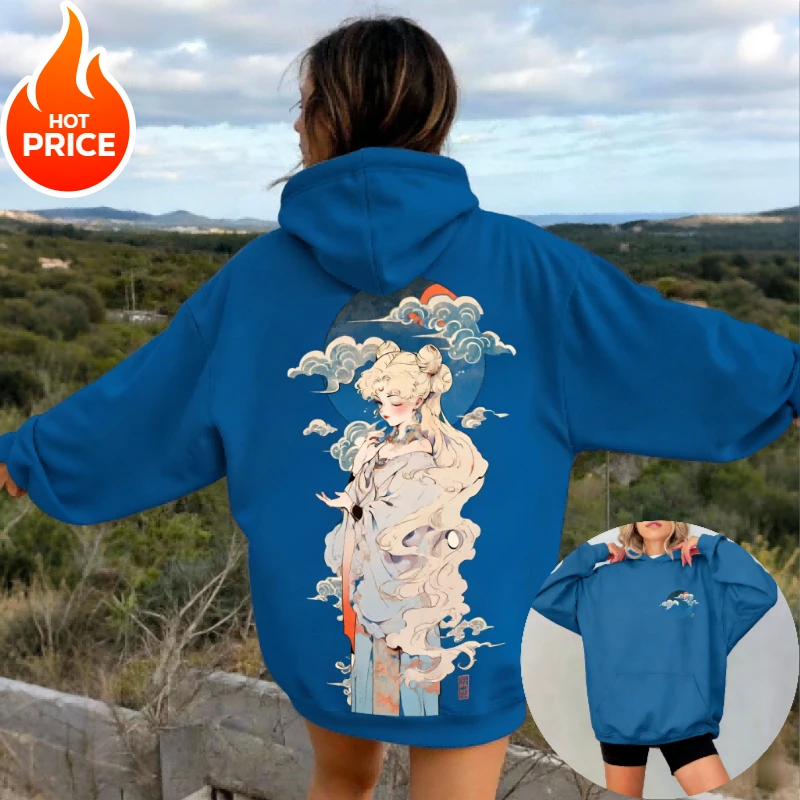 

Sailor Moon Tsukino Usagi Harajuku Streetwear Men Vintage Streetwear Hoodie Winter Women Oversized Hooded Sweatshirt Long Sleeve