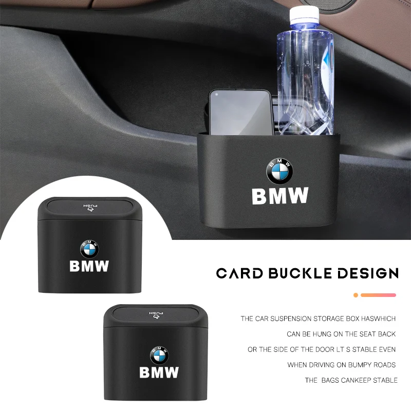 Car Interior Storage Trash Bin Push Can Mini Tray Dustbin Garbage Box For BMW Performance F30 F10 E90 F20 E46 E60 E70 E39 E36 X7