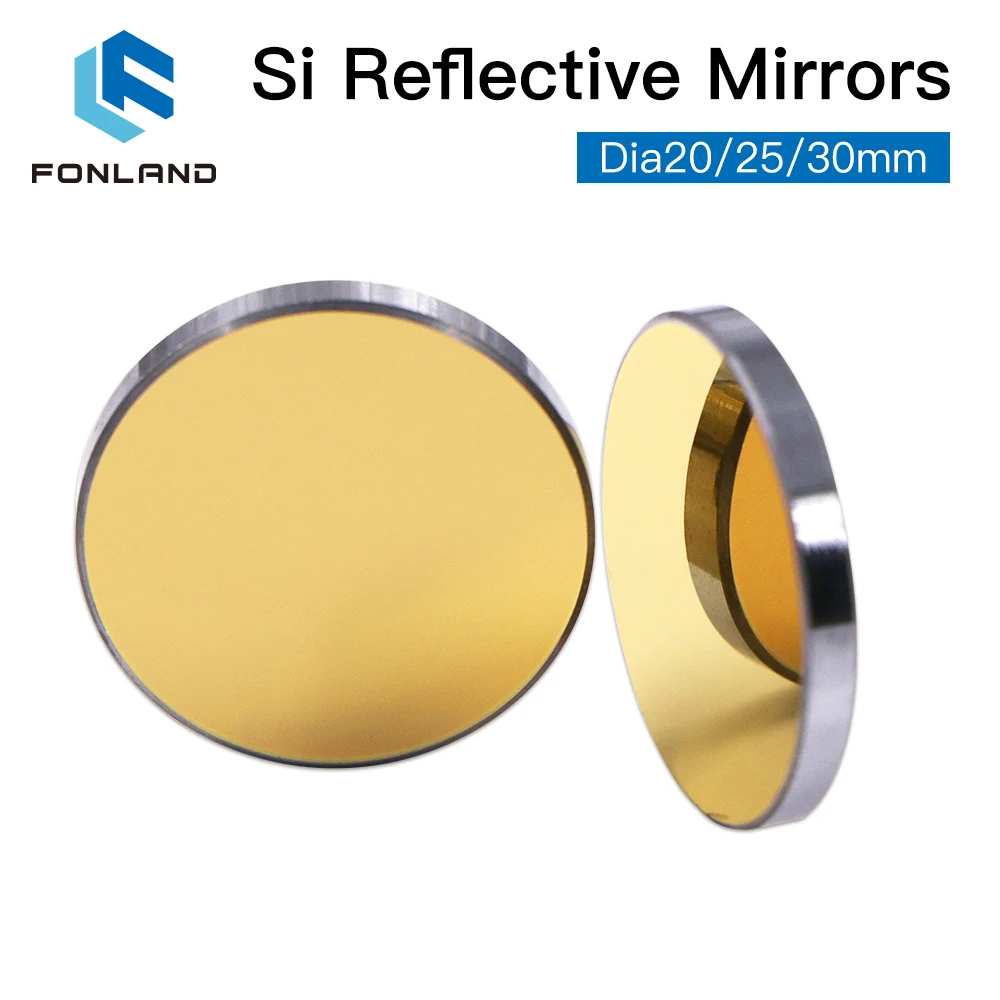 Fonland Co2 Laser Si Mo Reflective Mirrors for Laser Engraver Gold-Plated Silicon Reflector Lenses Dia. 19 20 25 30 38.1 mm