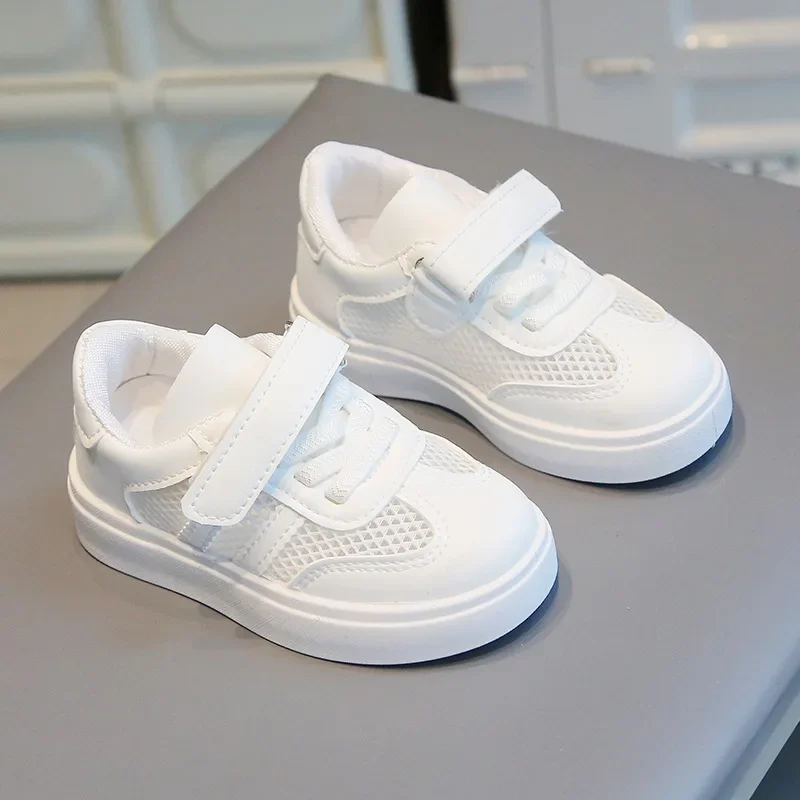 

Students Tennis Shoes Kids School White Shoes Non-slip Soft Sole 2025 New Kids Running Shoes Mesh Breathable Toddler Skate Cute