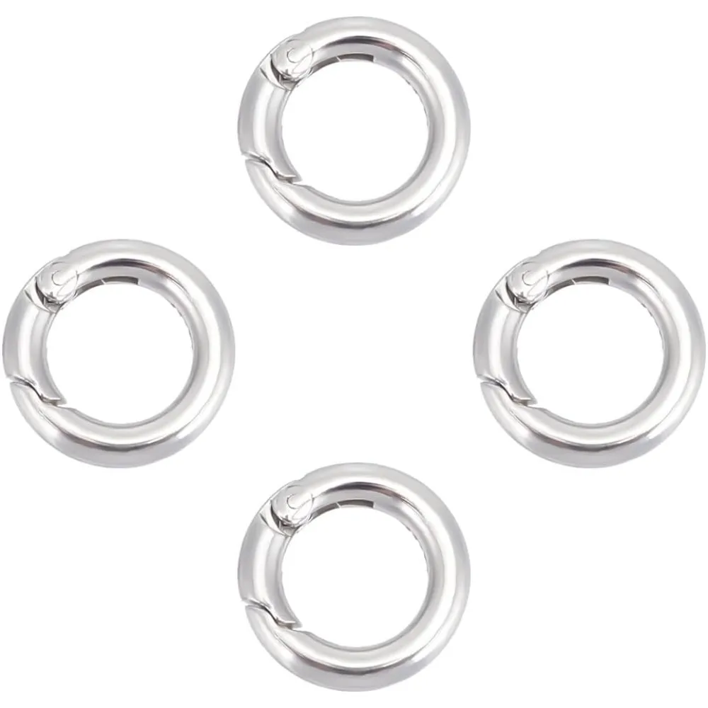 

4 шт., пружинные кольца из нержавеющей стали 304, круглые кольца, пружинная застежка, пружинные застежки, крючки, металлические разъемные кольца, брелок для ключей