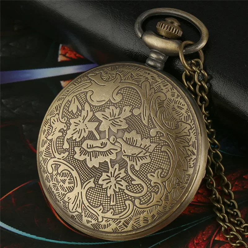 Montre de poche Vintage à fleurs, boîtier creux, mouvement à Quartz, cadran à chiffres arabes, horloge avec collier chaîne, cadeau pour femmes