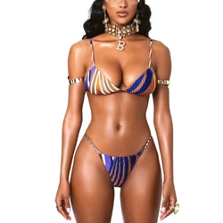 Maillot de bain style Miami pour femmes, micro bikini de marque, culotte tanga imbibée, push up, imprimé africain, style brésilien, pour baigneurs