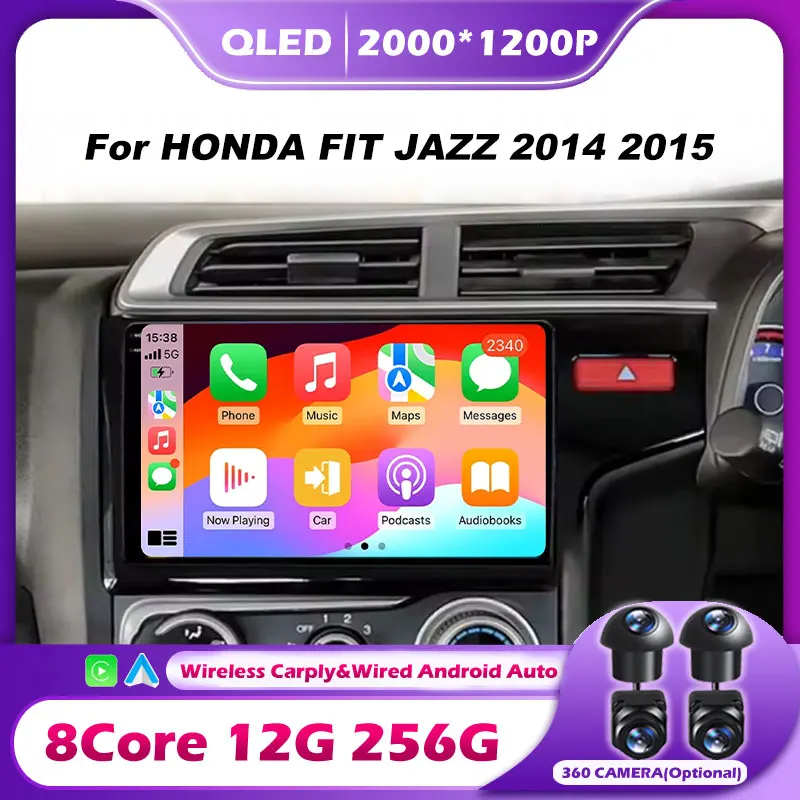 

10,1-дюймовый навигационный GPS-Wi-Fi для HONDA FIT JAZZ 2014 2015, автомобильный радиоприемник, мультимедийный плеер, система Android 14, Carplay 4G BT DSP, стерео