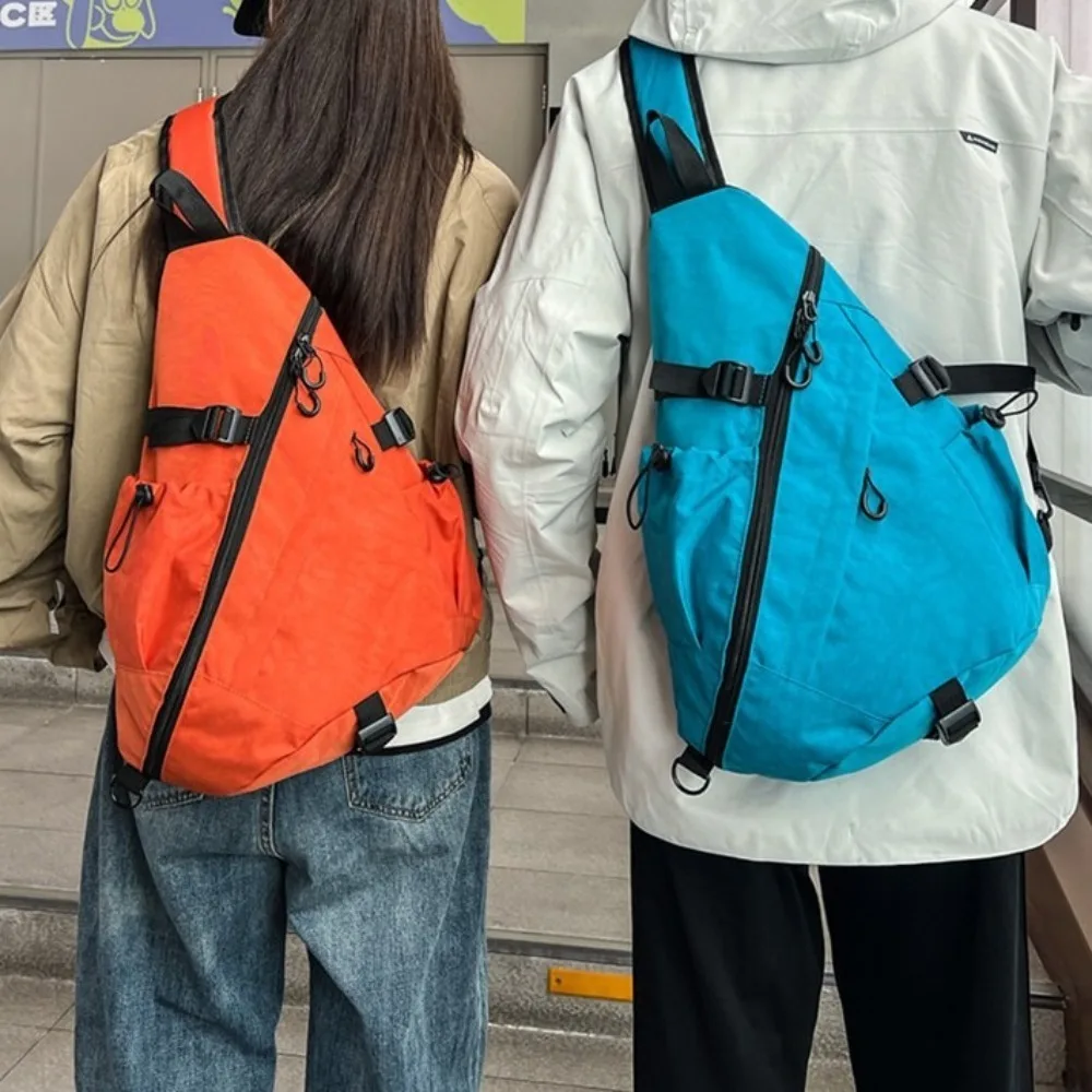 Solid Color Men's Chest Bag Multiple Pockets Large Capacity Oxford Cloth Shoulder Bag Korean Style Adjustable Shoulder