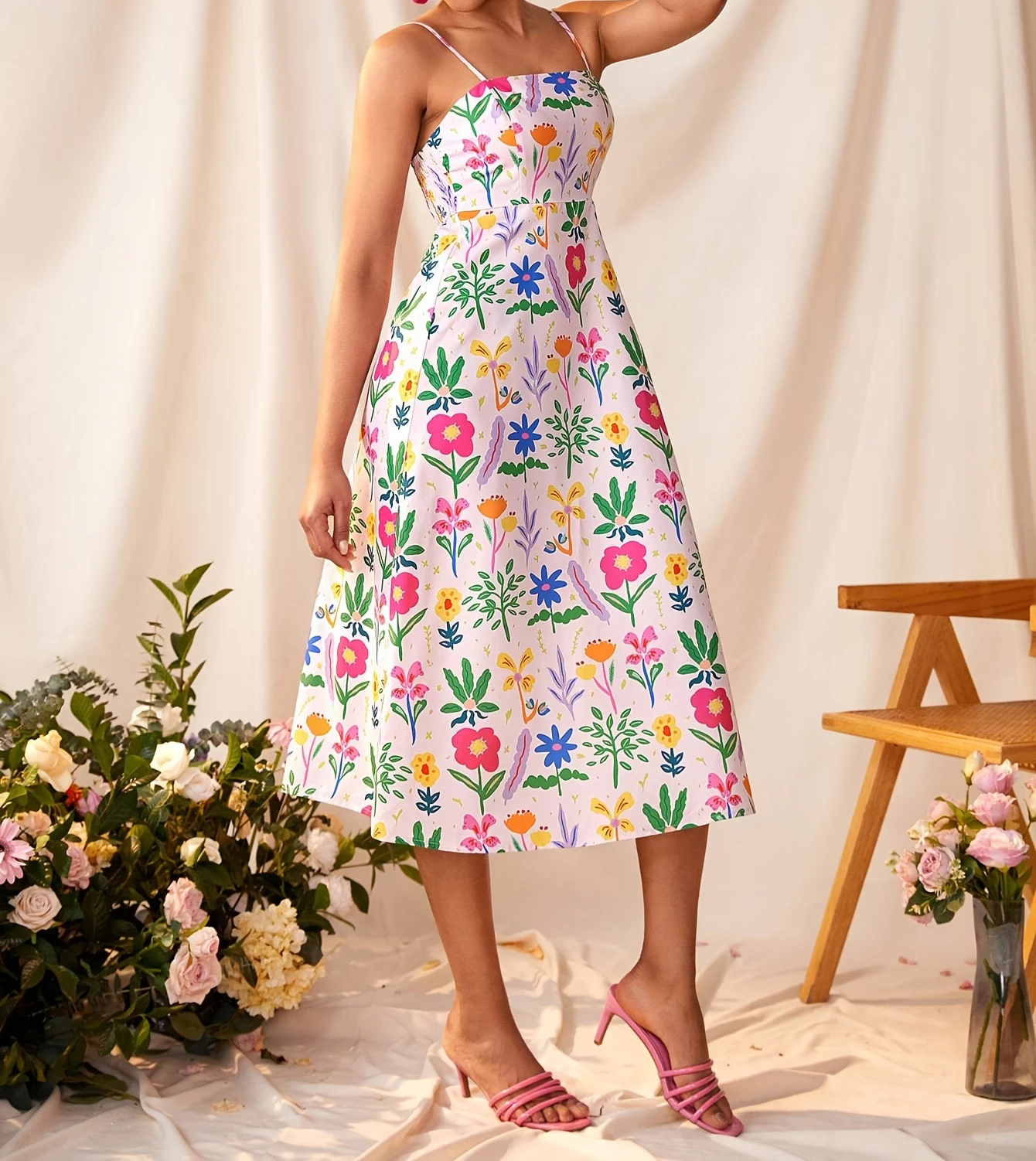 

Women's Elegant A- Line Printed Dress European And American Splicing Trendy Fashionable Party Dress