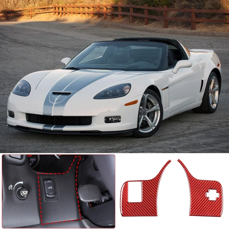 

For Chevrolet Corvette C6 2005-2013 Car Roof Convertible Switch Panel Sticker Trim Carbon Fiber Decorative Kit Car Accessories