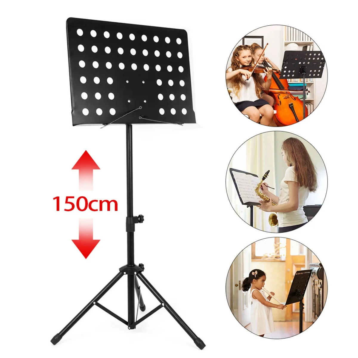 حامل موسيقى أوركسترا شديد التحمل قابل للطي وقاعدة حامل ثلاثية القوائم