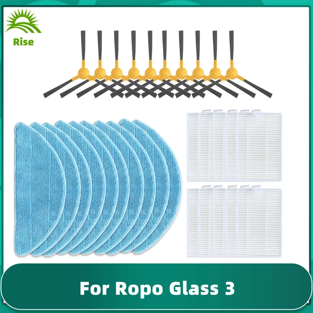 Compatible For Ropo Glass 3 / Glass 4 Side Brush Hepa Filter Mop Cloths Rag Robot Vacuums Spear Parts Replacement Accessories