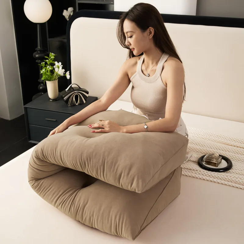 Headboard Lumbar Cushion Bed Rest Pillow Velvet Triangle Wedge Pillow  Home Pillow Cushion Backrest Pad Comfortable Universal
