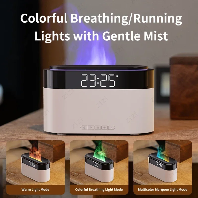 Simulated Colorful Flame Humidification Aromatherapy Machine USB Charging Remote Control Silent Clock Aromatherapy Machine