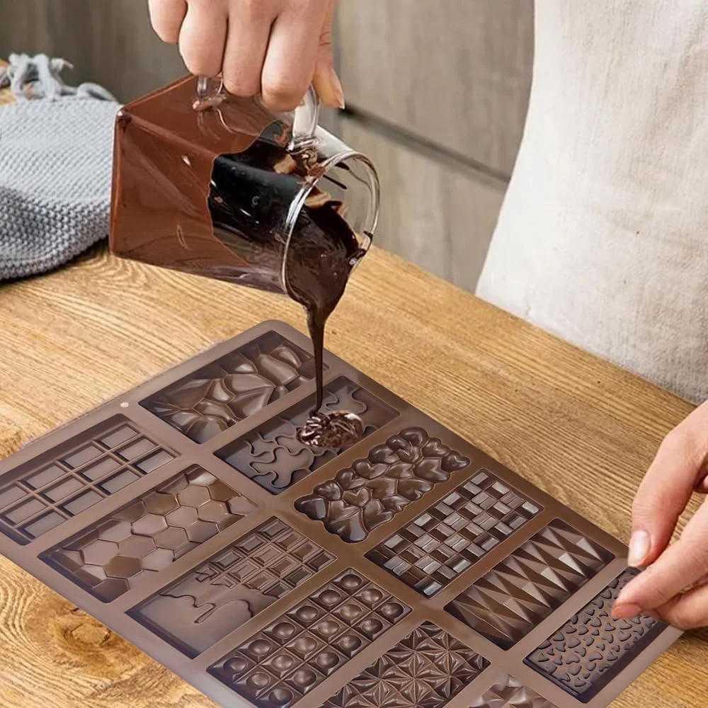 12 In 1 Chocolate Molds Dubai Silicone Chocolate Bar Mold Break Non-stick Chocolate Mold Candy Wax Melt Molds for Filling Mold
