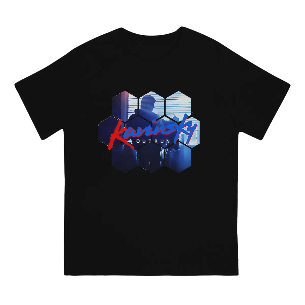 OUTRUN Fan Men T Shirts Kavinsky Unique Tee Shirt Short Sleeve Round Collar T-Shirts Cotton Graphic Printed Clothing