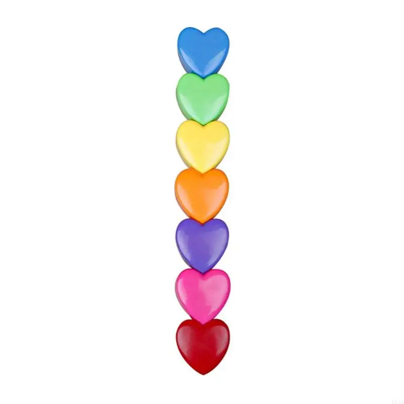 594A 7 Colors Marker Pens Set 3D Heart-shape Design Building Blocks Highlighters Set