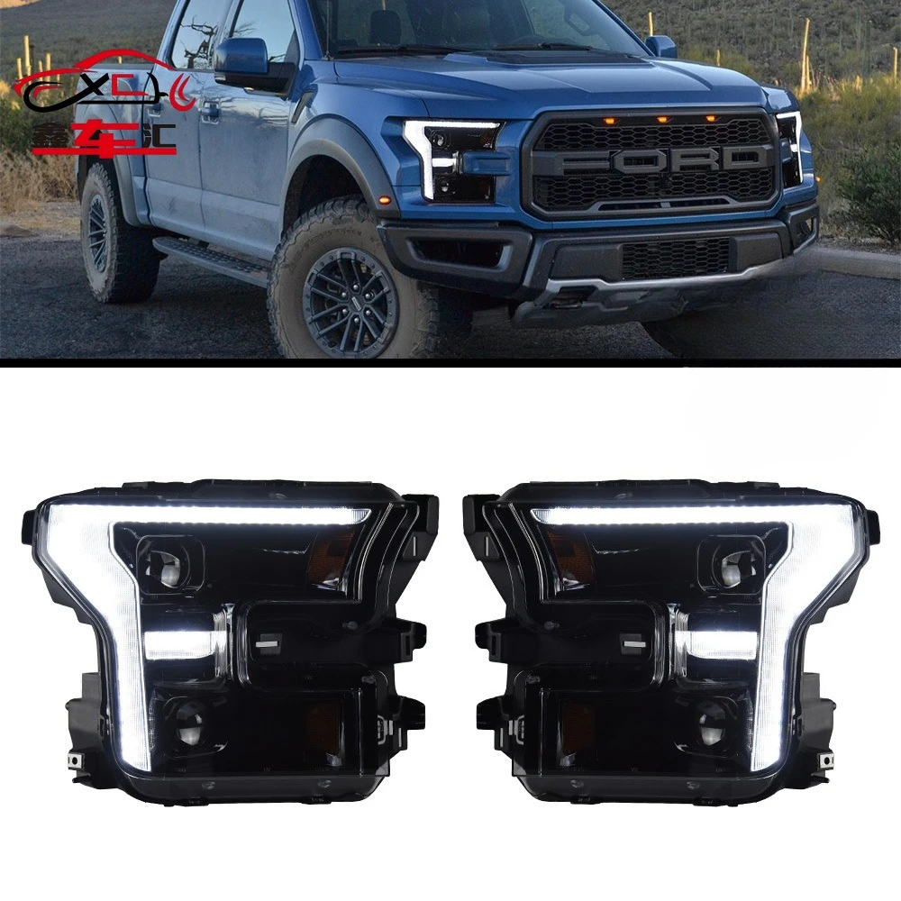 

XCH LED Head Light Parts For Ford Raptor F150 F-150 2015-2020 Front Headlights Replacement DRL Daytime light Projector Facelift