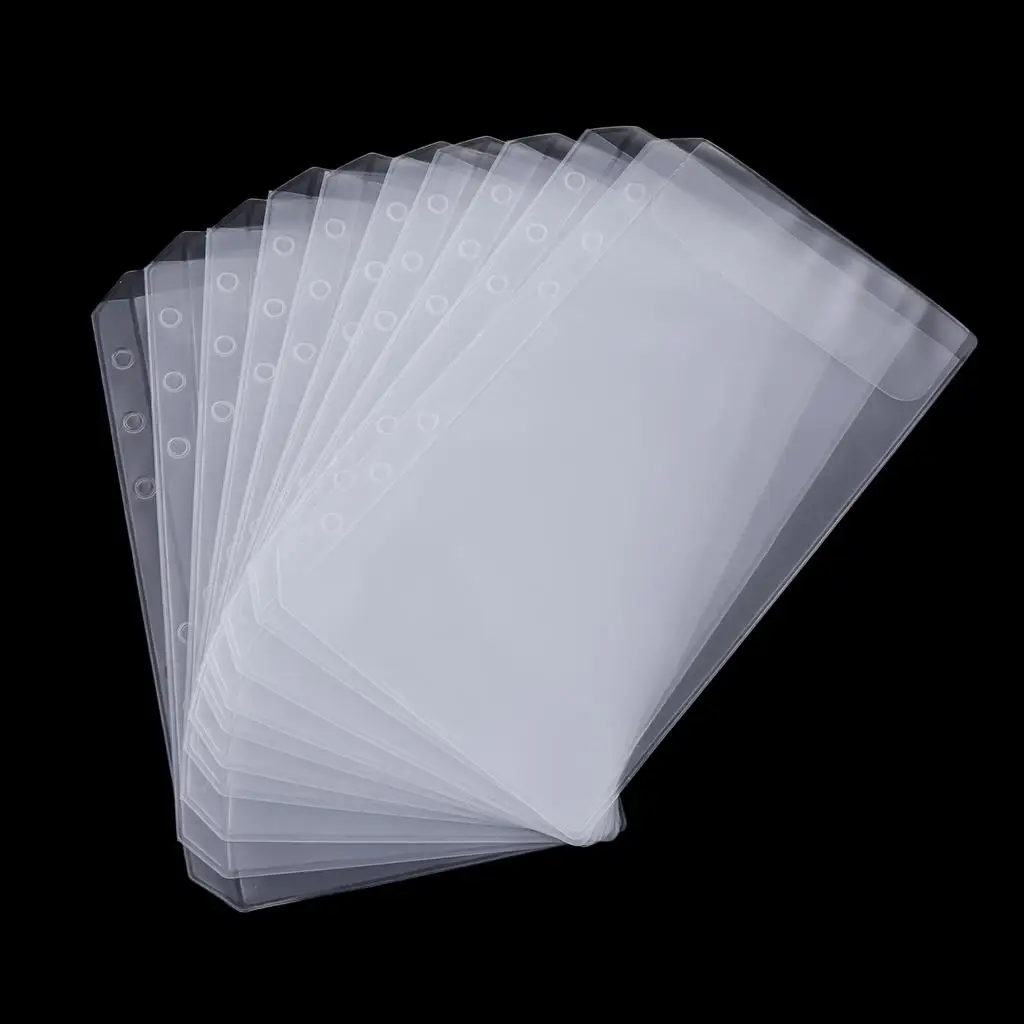 10x Binder PVC Transparent 5 A6 Hole Loose Leaf Document Files