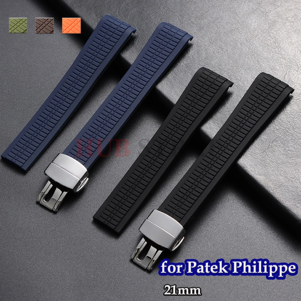 21mm Soft and Elastic Silicone Rubber Watch Strap for Patek Philippe 5164A 5167A 5168A Grenade Aquanaut Series Watchband for Men