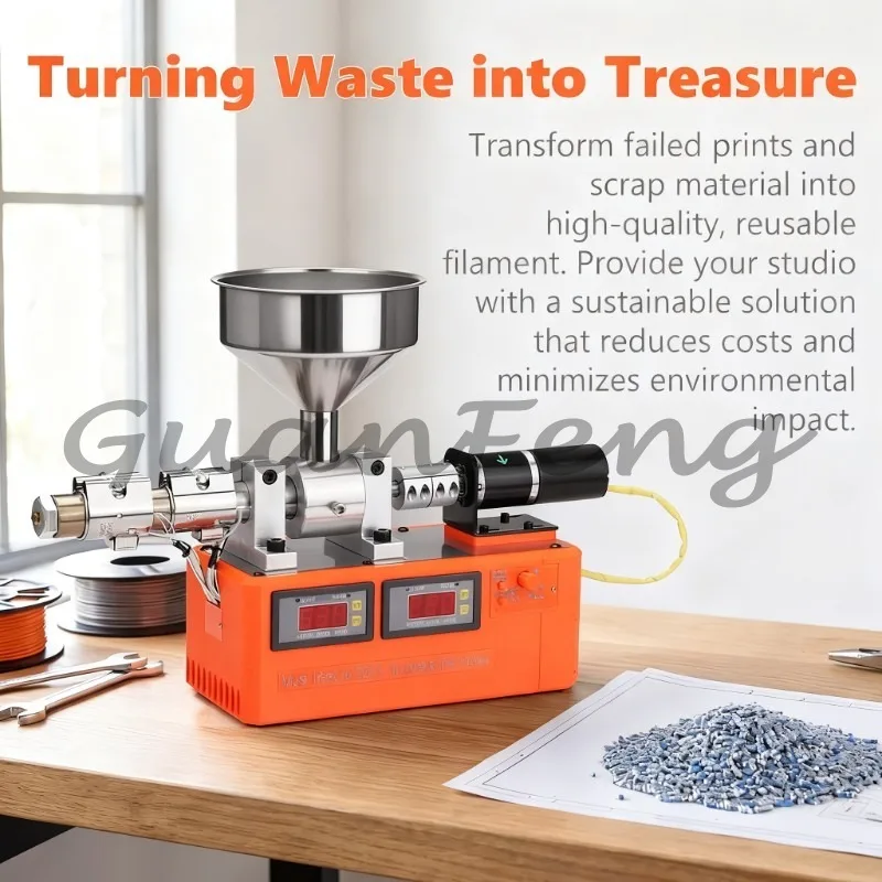 Desktop 3D printer filament extruder, single screw 1.75mm/2.3mm, filament making machine and scrap recycling machine
