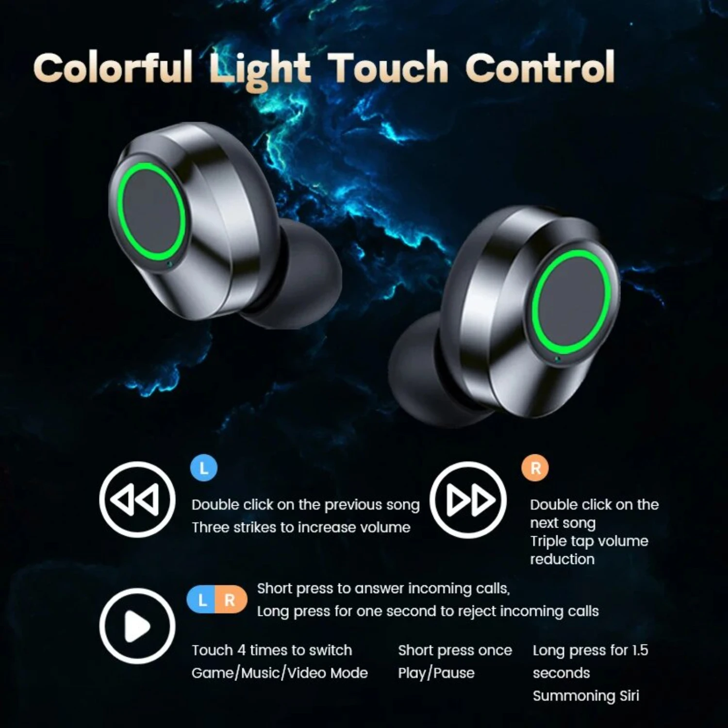 YD03  Private Model Wireless Bluetooth Earphones Intelligent Digital Display In Ear Breathing Light Sports Earphones