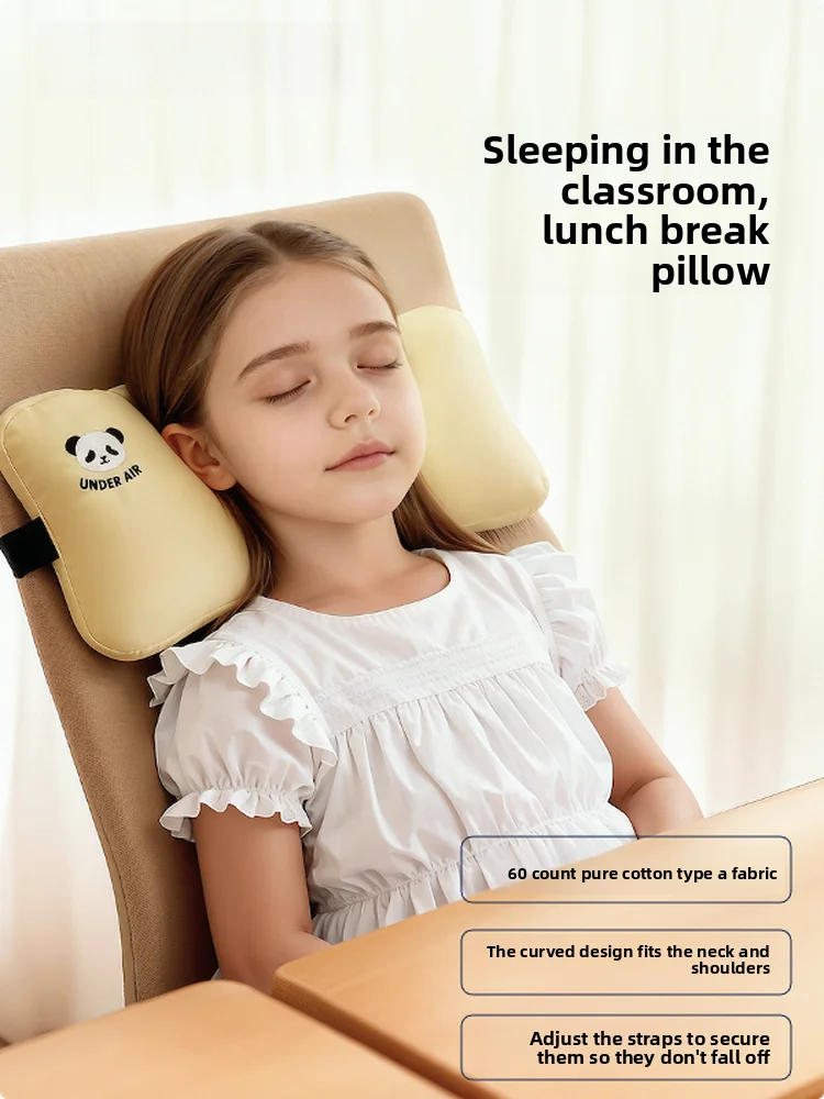 Pure Cotton Nap Pillow UnderAir Chair Headrest Strap Fixed Sleeping Cushion Ergonomic Design for Students And Elderly People