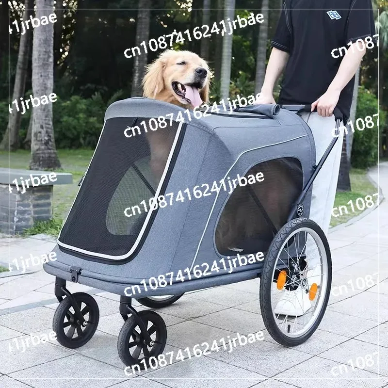 Large pet cart can be folded with one click, large dogs can go out, and old dogs can tow bicycles