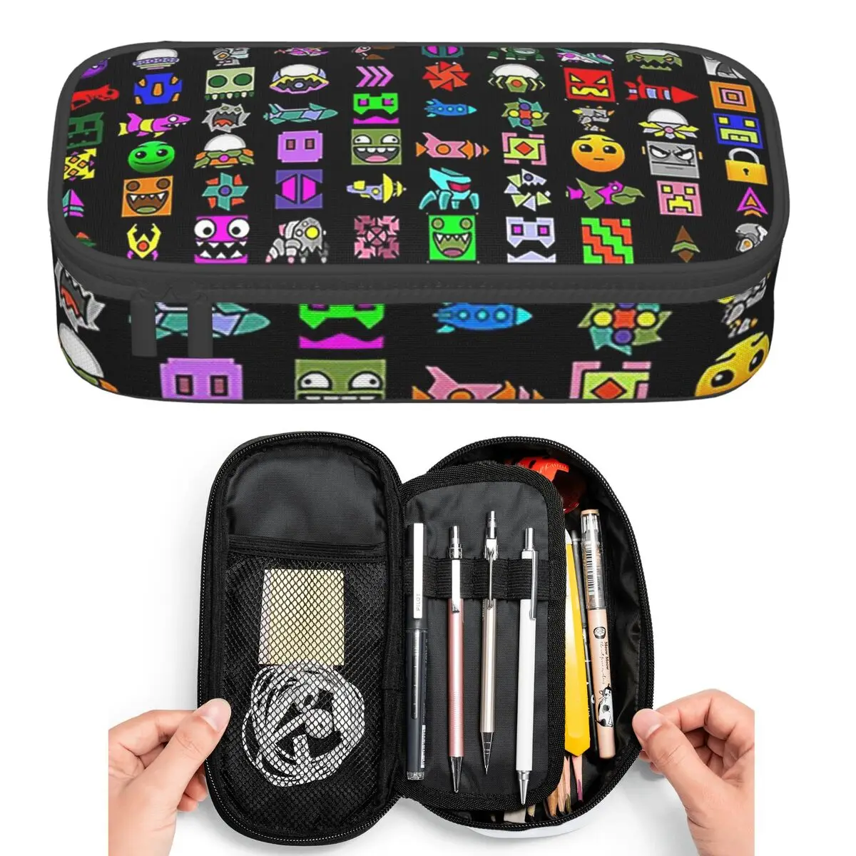 Geometry Dash Pencil Cases for Student Pen Box Pencil Bag Large Capacity Pencil Pouch Pen Holder