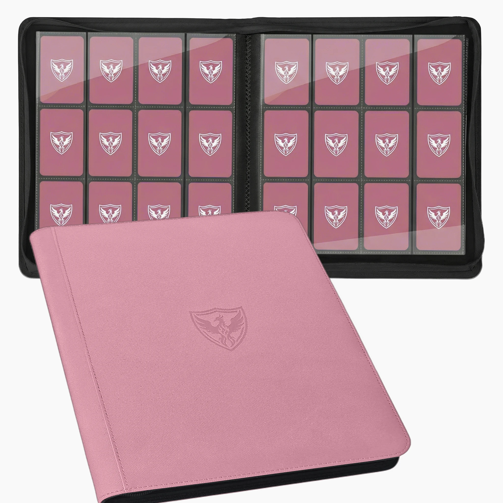 12-vakjes trading card binder, verzamelkaarthouder voor 480 kaarten, premium kaartenmap met ritssluiting geschikt voor TCG-kaarten/spelkaarten/sportkaarten/Yu-Gi-Oh!, Magic: the Gathering en trading