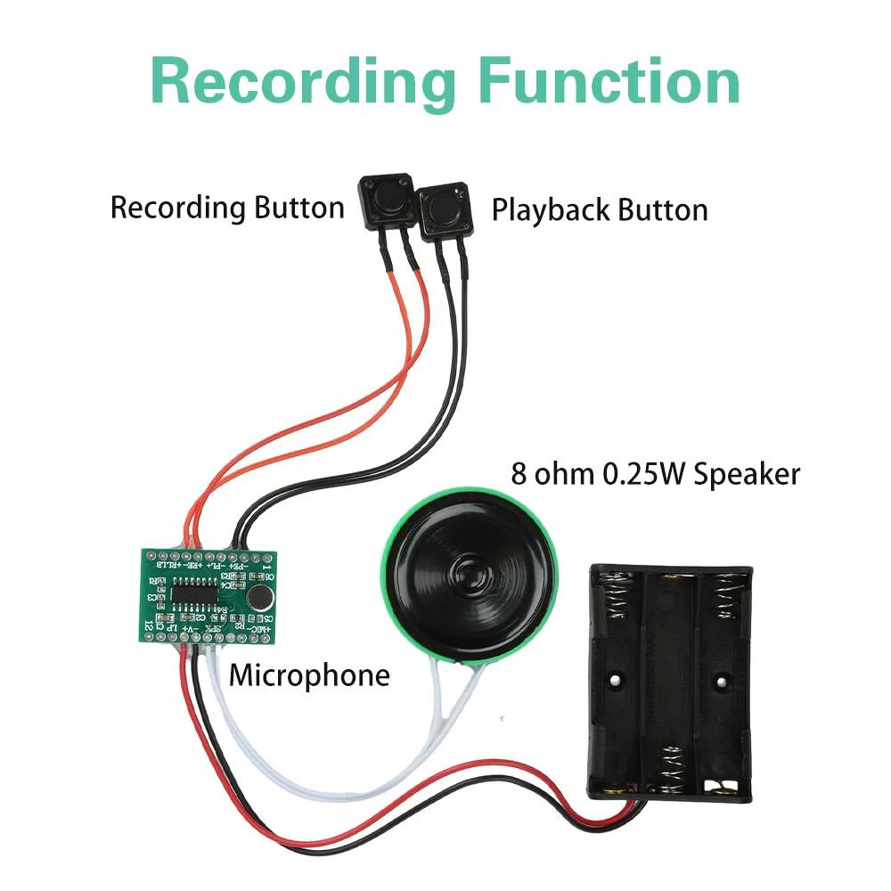 Dual-Button Recording Module 60-Second Voice Message Recorder For DIY Electronic Card Sound Recording Playback Module
