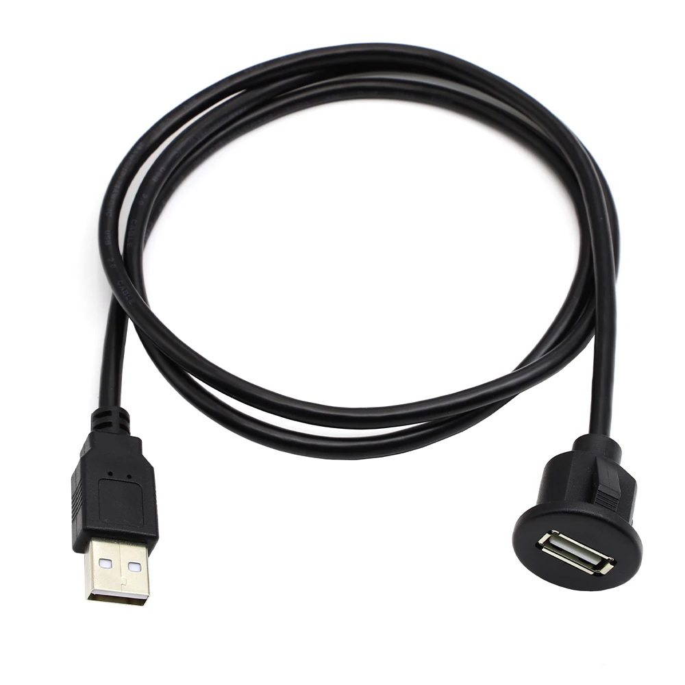 1/3/5pc Car Usb Waterproof Cable Socket USB 2.0 Auto Dashboard Motocycle Flush Mount Panel AUX Lead Extension Cord Adapter