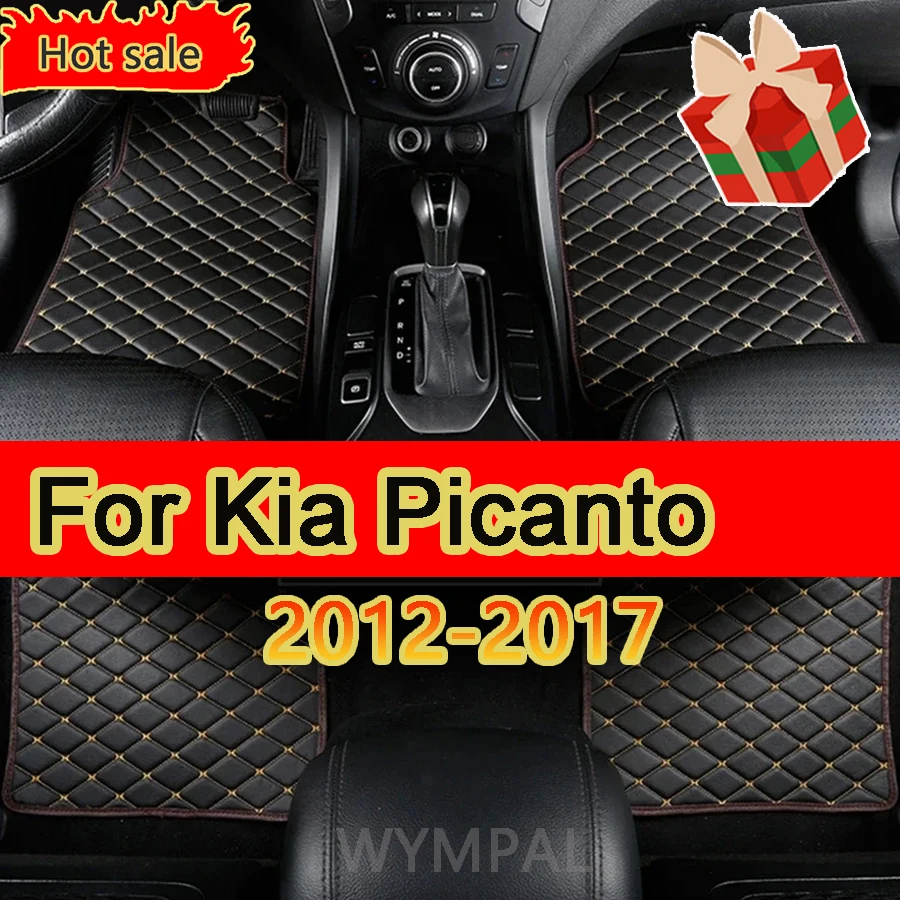 Leather Car Floor Mats For Kia Picanto Morning Grand Eko Taxi JA 2012~2017 5door Anti-dirty Car Mat Tapete Carro Car Accessories