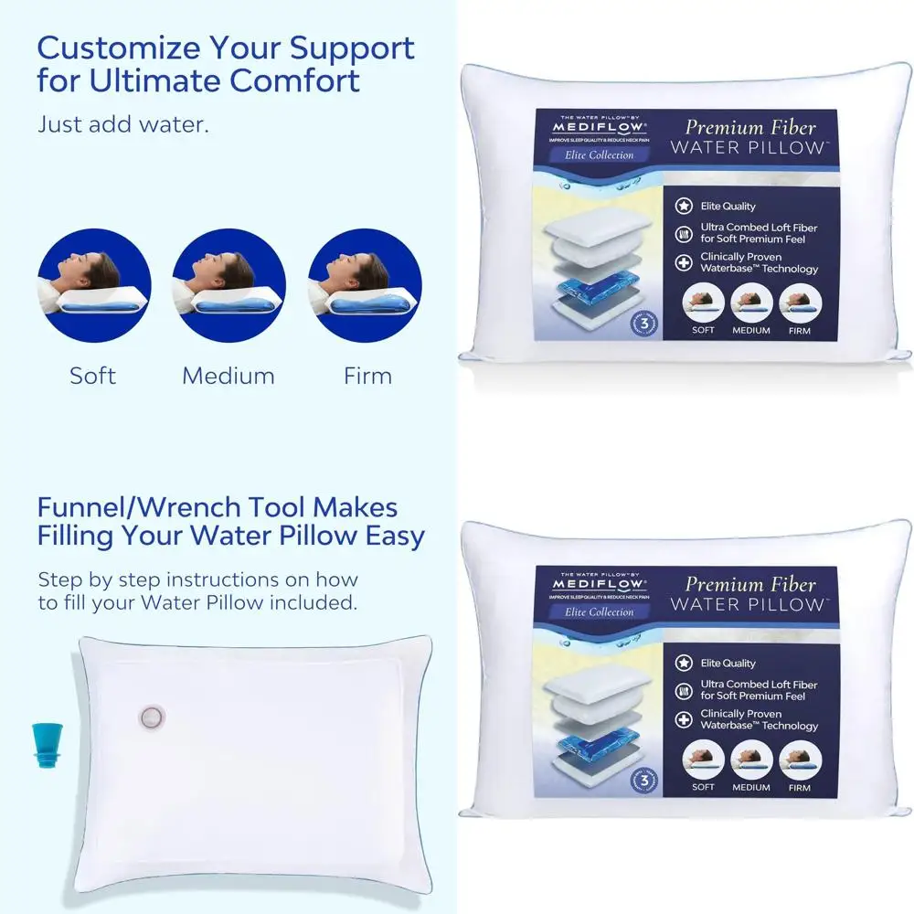 

Ортопедическая поддерживающая водная подушка для облегчения боли в шее, регулируемая подушка для сна (одинарная, белая)