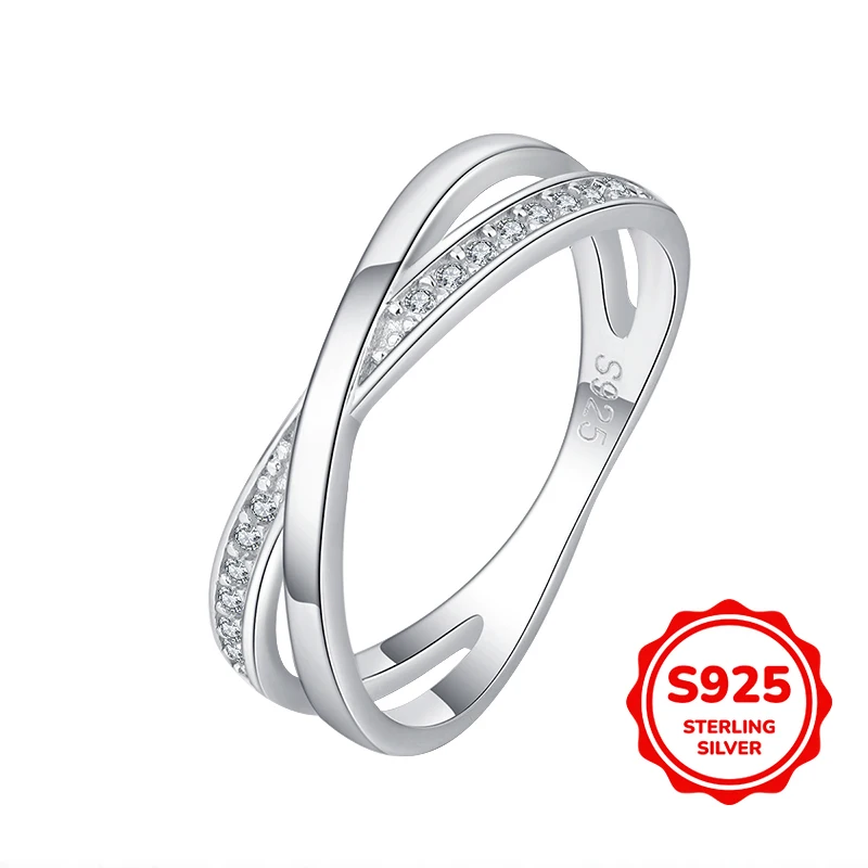 

Simple and Personalized Authentic S925 Silver Cross Versatile Women's Ring Ring