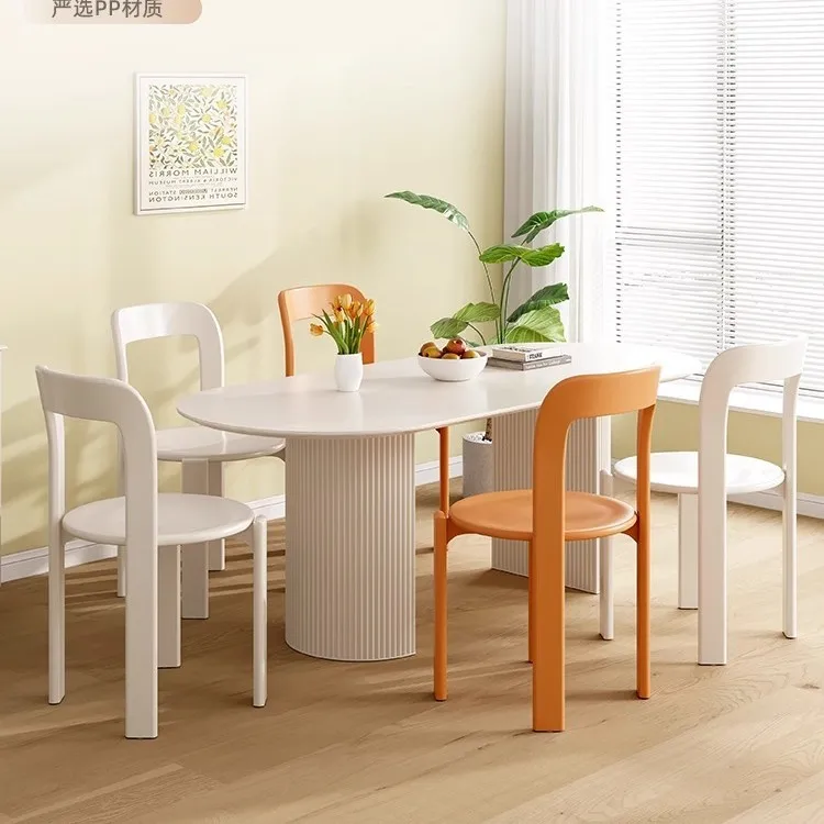 Nordic Thickened Plastic Creative Household Back Chair Simple Stackable Restaurant Dining  Leisure Dining Table Chair