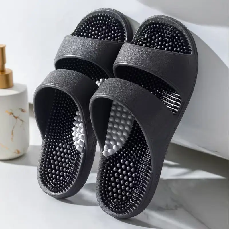 2026 Summer New Men One Word Foot Massage Slippers Injection Molding Lightweight Non Slip Home Slippers Acupressure Slippers