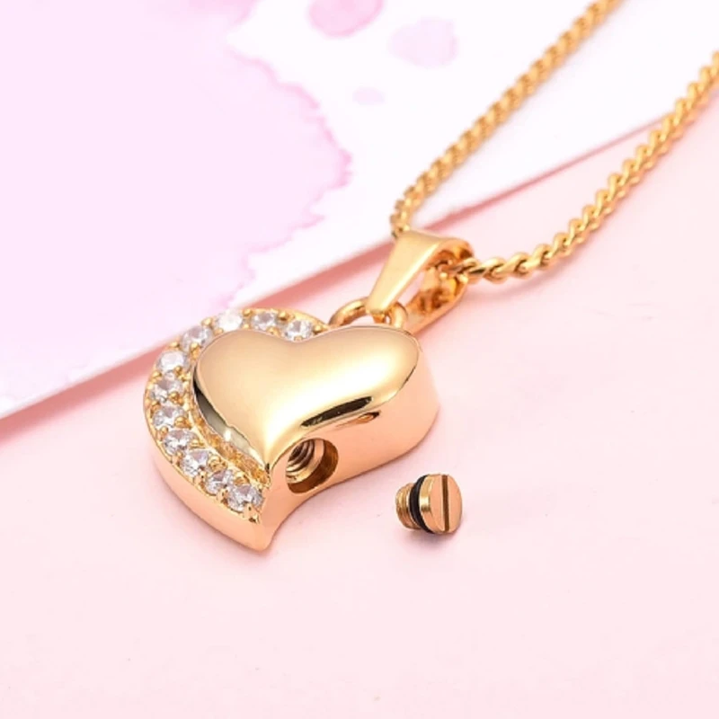 Memorial Necklace Ashes Container Locket Cremation Neck Jewelry for Ashes/Hair Elegant Locket Rhinestones for Women Men