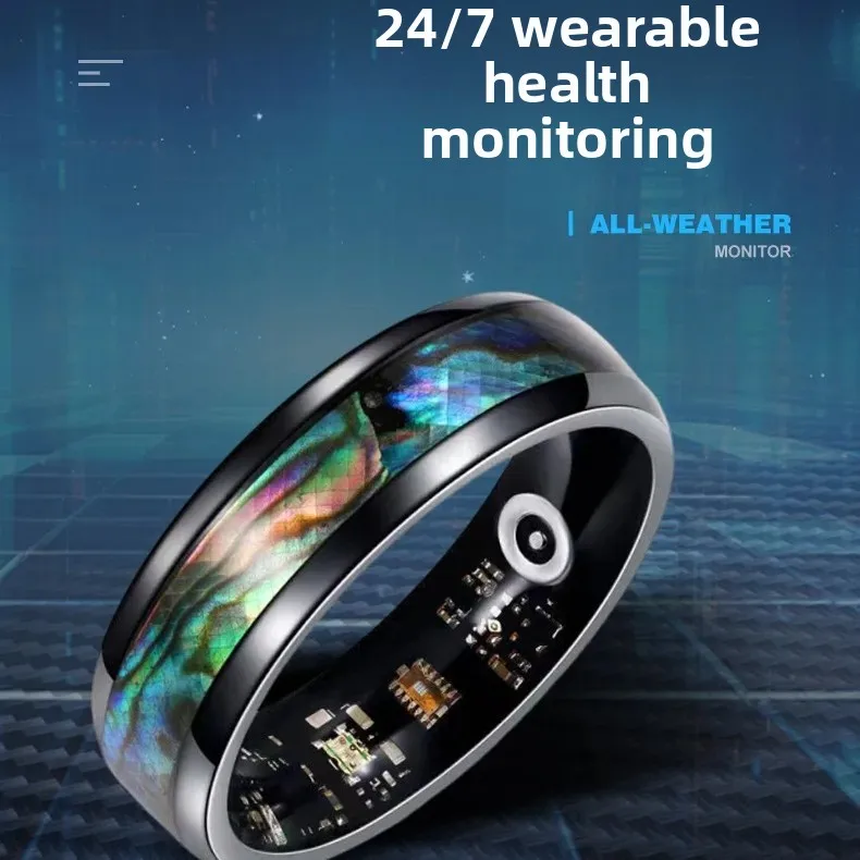 Colorful Abalone Shell Smart Ring Fitness Tracker Heart Rate Blood Oxygen Sleep Health Monitor Intelligent Jewelry Accessories - view 2