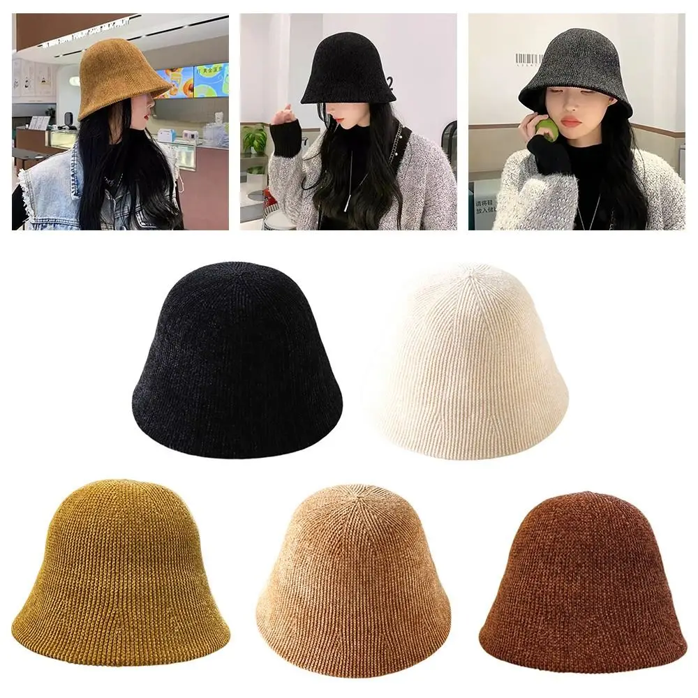 

Retro Design Chenille Knitted Fisherman Hat Knitted Texture Solid Color British Style Hat Korean Style Elegant Look