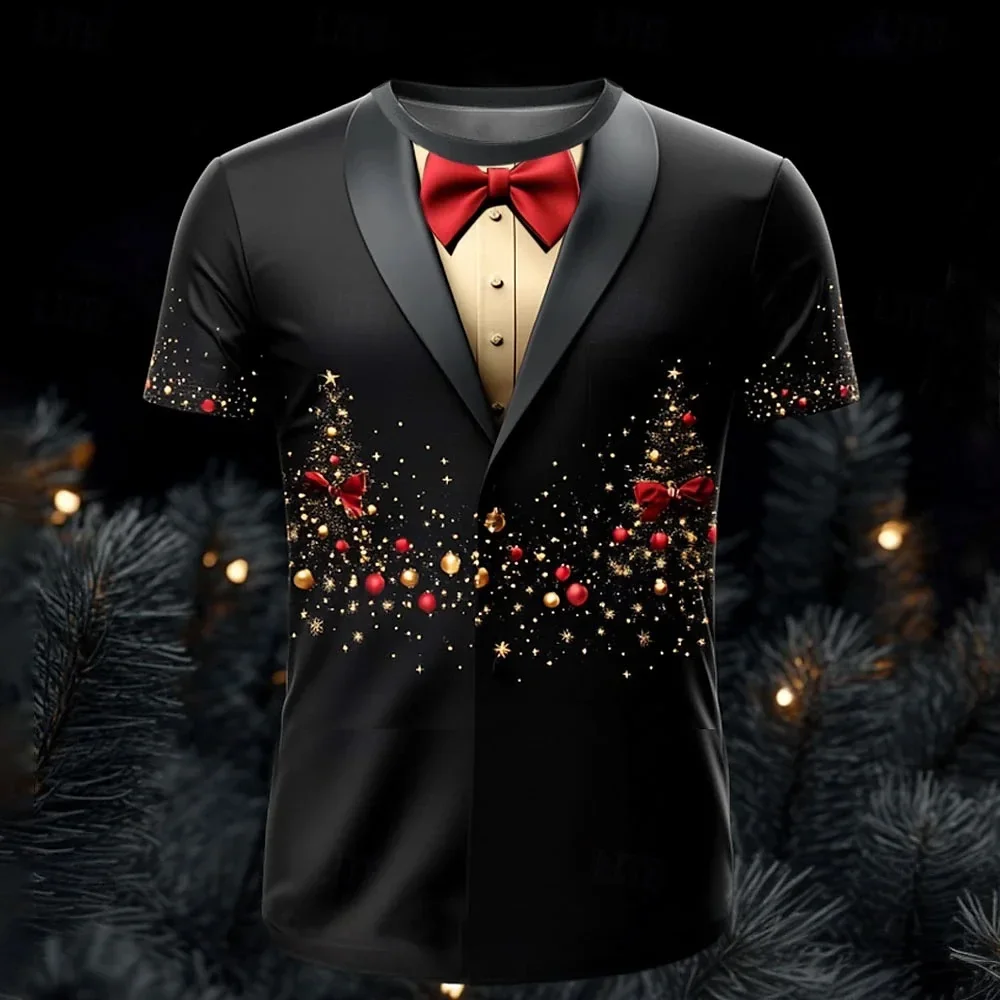 Christmas Men\'s T Shirt 3d Print Casual Short Sleeve Tee Street Fashion Crew Neck Pullover Male Oversized Clothing Sweatshirt